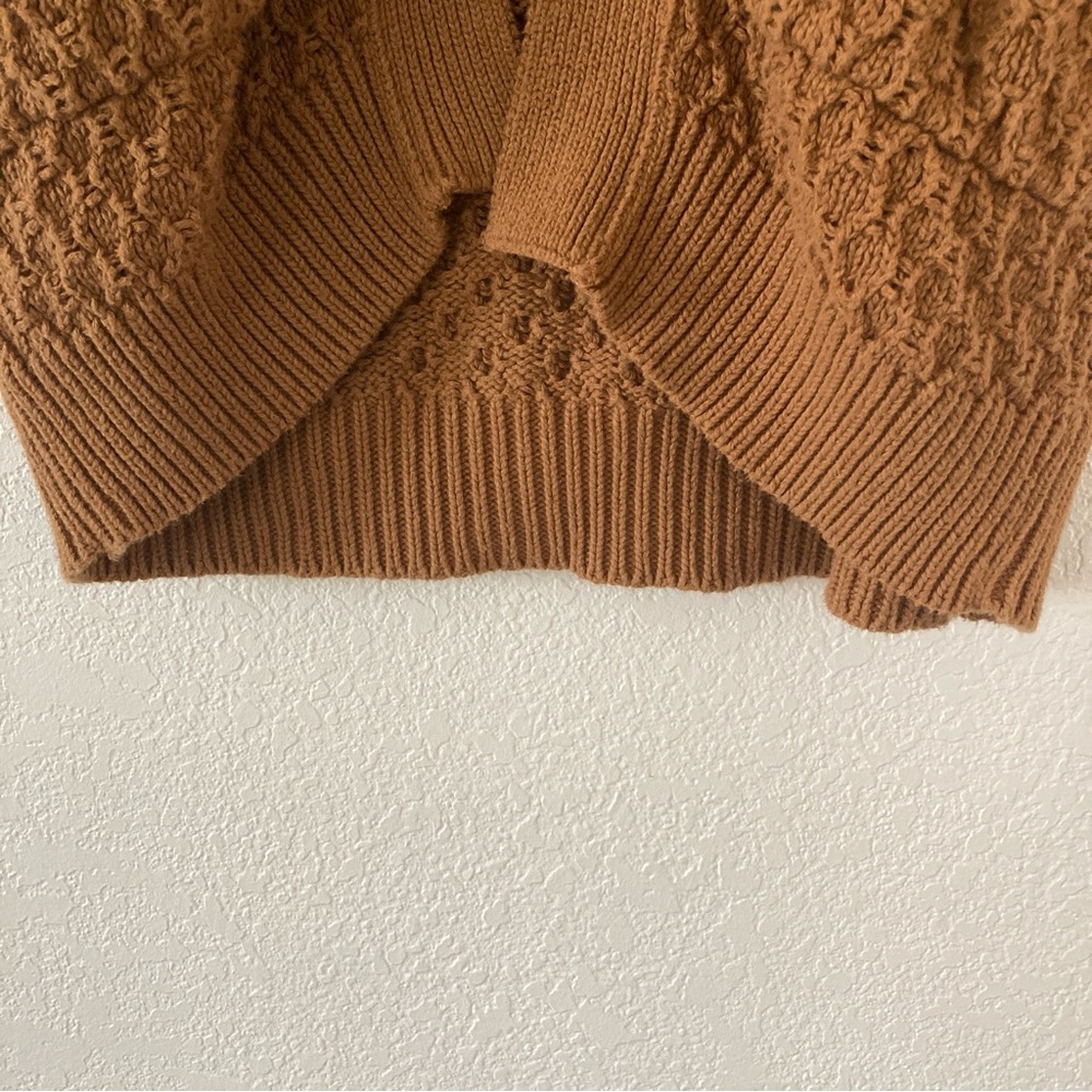 Pact Organic Cotton Lattice Knit Oversized Open Cardigan Camel/Tan Earthy XS/S - Picture 6 of 10